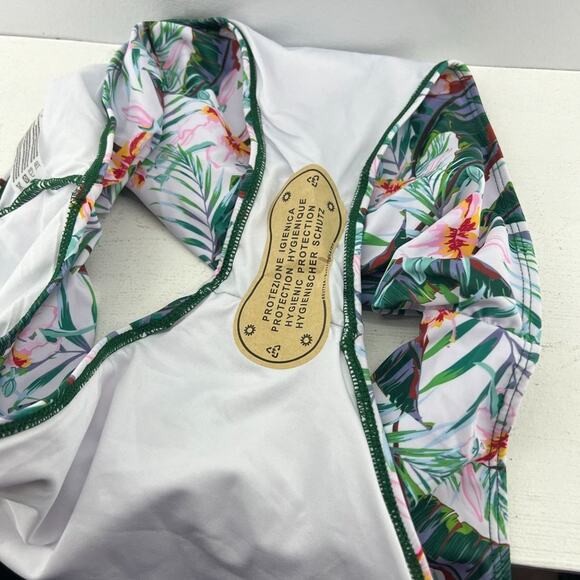High-Waist Swim Bottoms Colorful Palm and Floral Print Womens 2XL - Picture 2 of 4